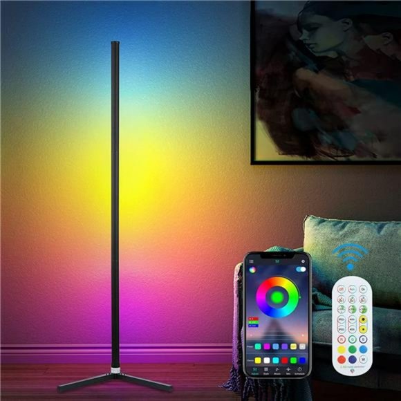 Corner Floor Lamp, LED Corner Lamp with Music Sync, 49" Modern Standing Lamp - Picture 1 of 6